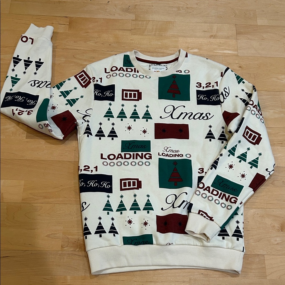 New! Tech Festive Christmas Sweater - White and Green